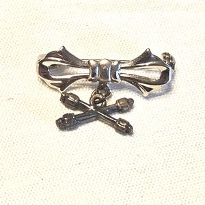 Vintage Freemason Lodge Office Marshall Charm on a Silver Bow Pin